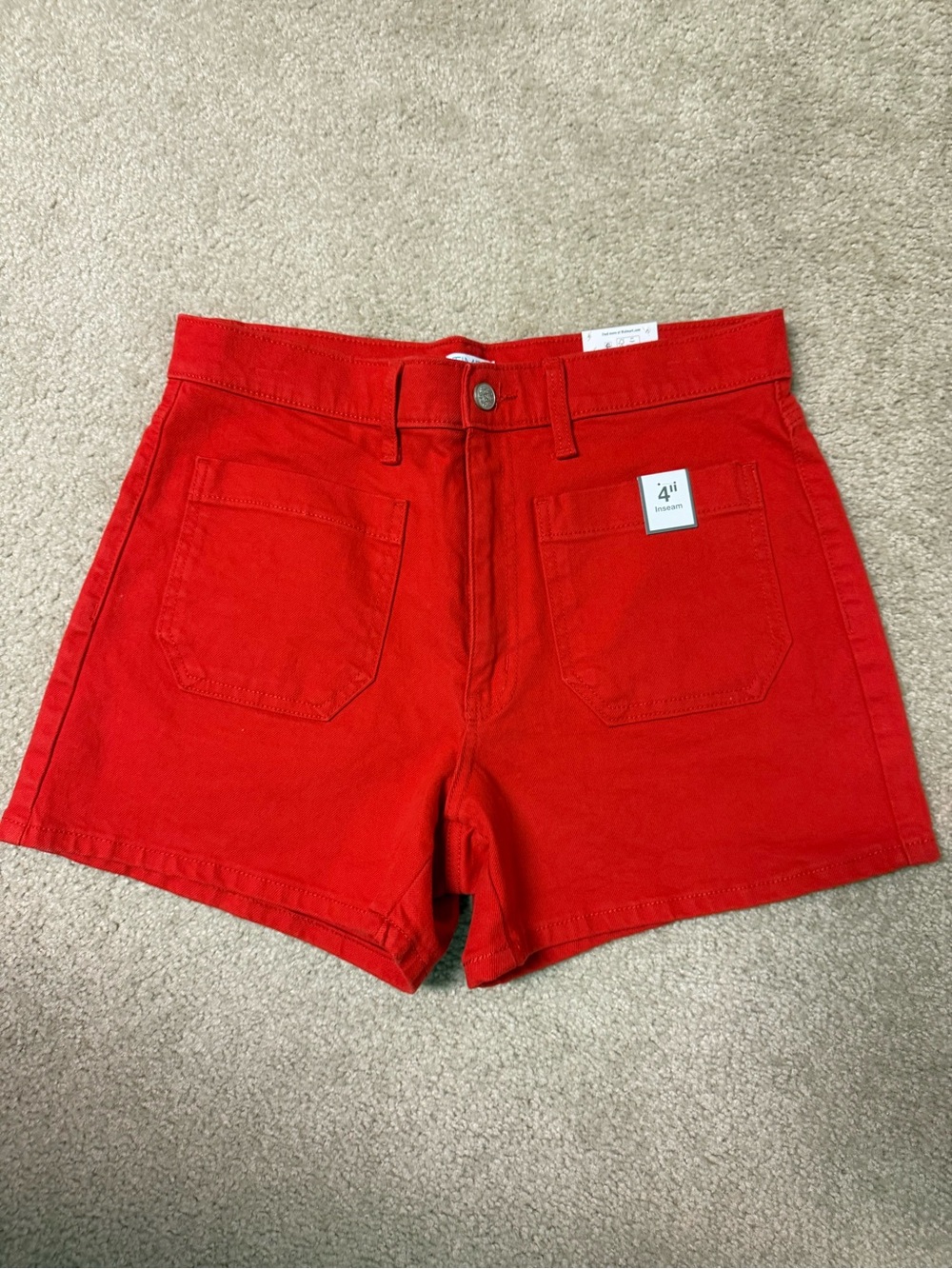 Time and Tru Bright Red High-Rise Jean Shorts